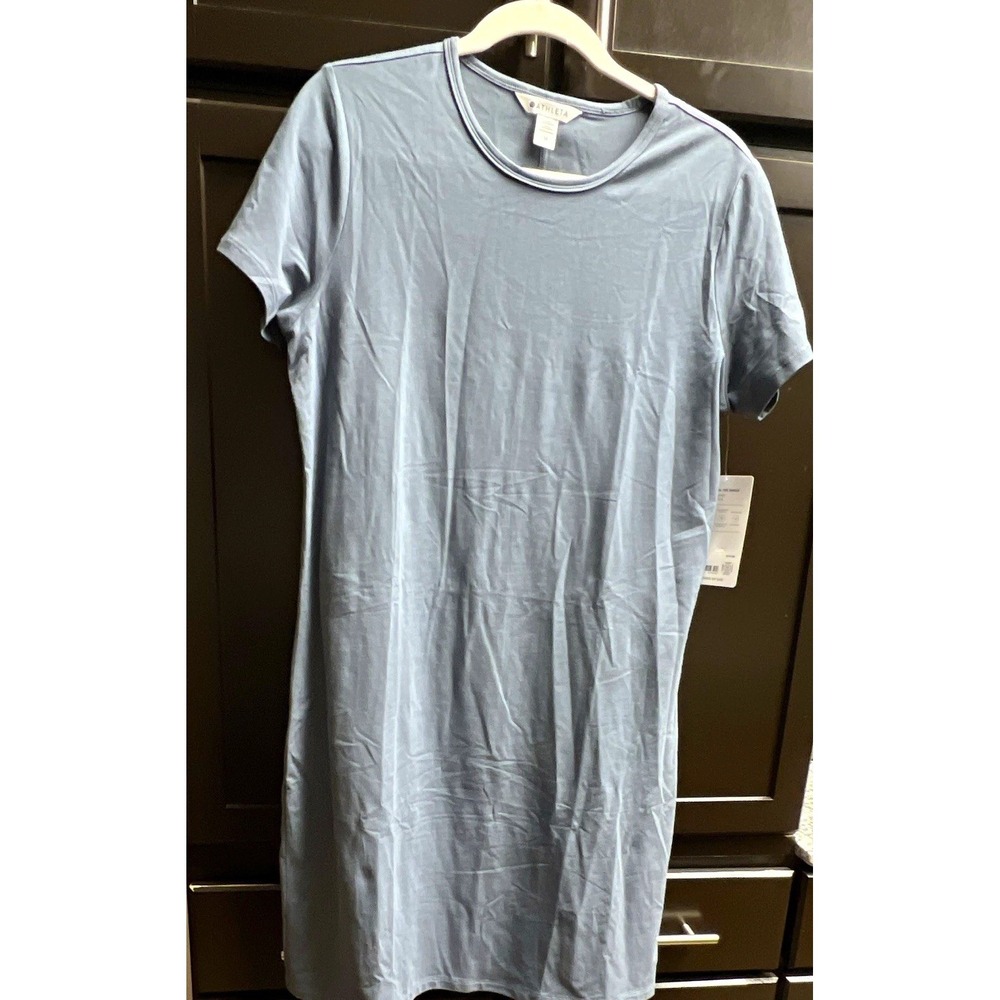 Athleta Women's NWT Size M Blue Essential T-Shirt Dress Supima Cotton Jersey